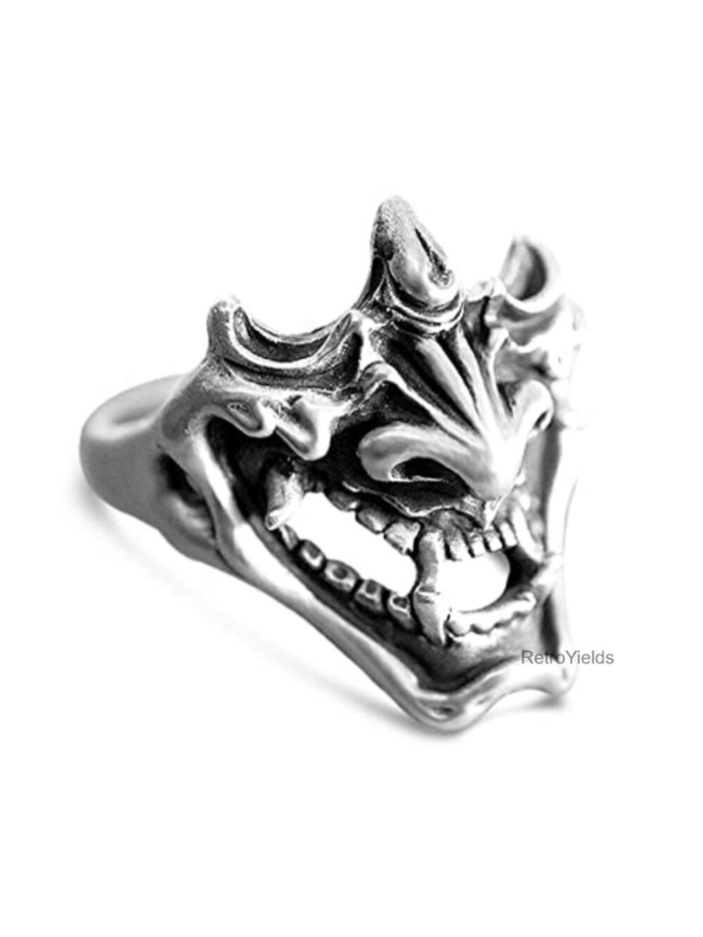 S925 Sterling Silver Open Punk Gothic Cocktail Party Ring Adjustable Band